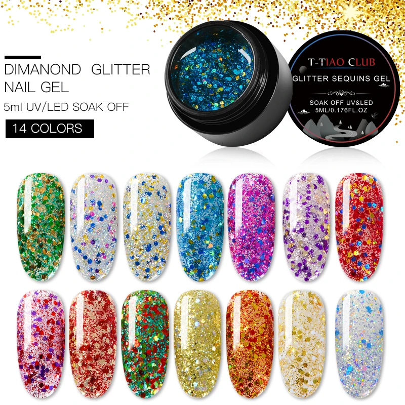 T-TIAO CLUB 5ml Holographic Glitter Nail Gel Polish Shiny Laser Sequins Nail Art Lacquer Soak Off UV Gel Polish 16 colors
T-TIAO CLUB 5ml Holographic Glitter Nail Gel Polish Shiny Laser Sequins Nail Art Lacquer Soak Off UV Gel Polish 16 colors