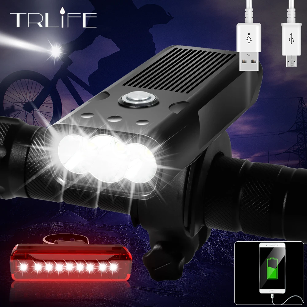 

TRLIFE 5200mAh Bicycle Light 3*L2/T6 USB Rechargeable Bike Lamp IPX5 Waterproof LED Headlight as Power Bank MTB Bike Accessories