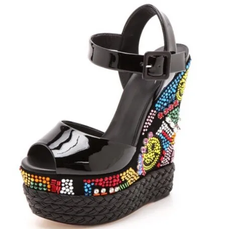 Real Photo Women Ankle Buckle Strap Platform Wedge Sandals Colorful Crystal Decoration Peep Toe High Heel Summer Shoes
Real Photo Women Ankle Buckle Strap Platform Wedge Sandals Colorful Crystal Decoration Peep Toe High Heel Summer Shoes