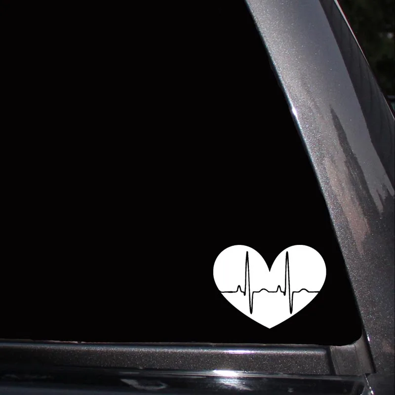 QYPF 15CM*11CM Pulse Heart Love Romance Vinyl Car Sticker Decal Black/Silver Decor Graphical C15-0661 | Автомобили и мотоциклы