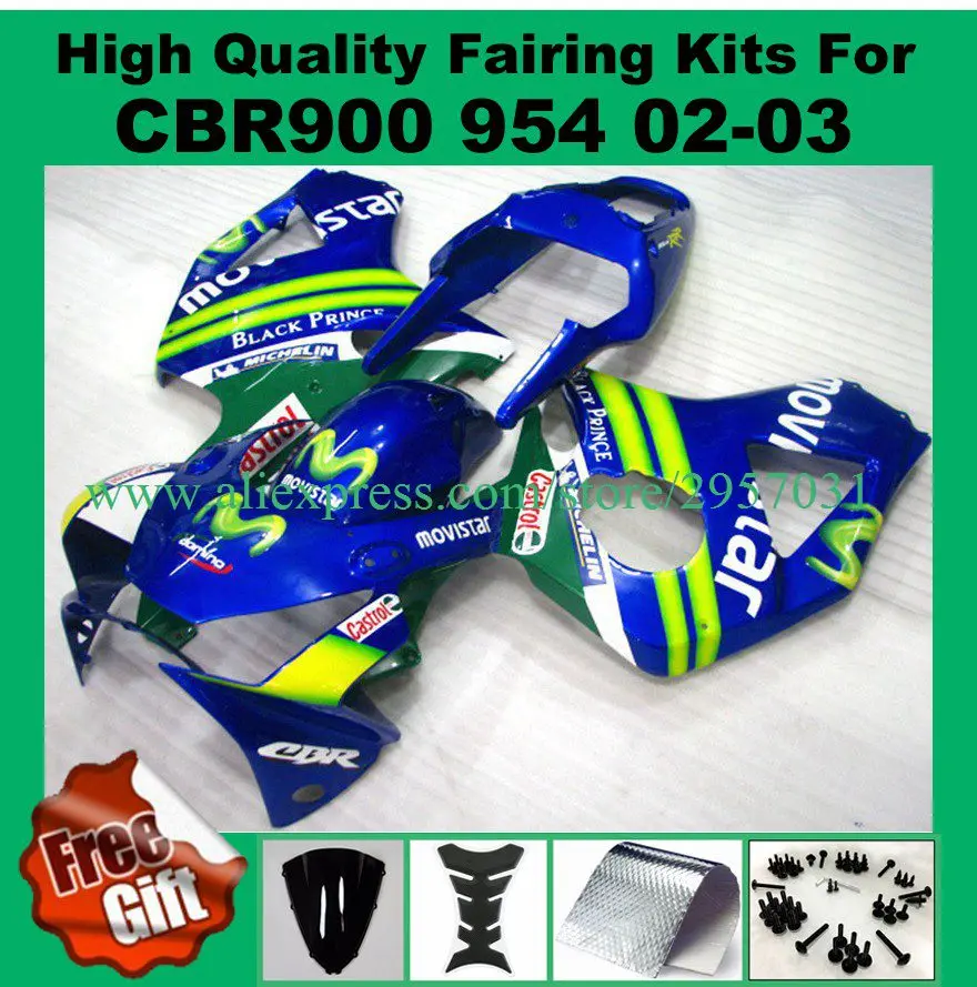 Free screws+gifts Fairing kit for HONDA CBR900RR 954 02 03 Blue Green CBR 900RR 2002 2003 ABS Fairings bodywork
Free screws+gifts Fairing kit for HONDA CBR900RR 954 02 03 Blue Green CBR 900RR 2002 2003 ABS Fairings bodywork