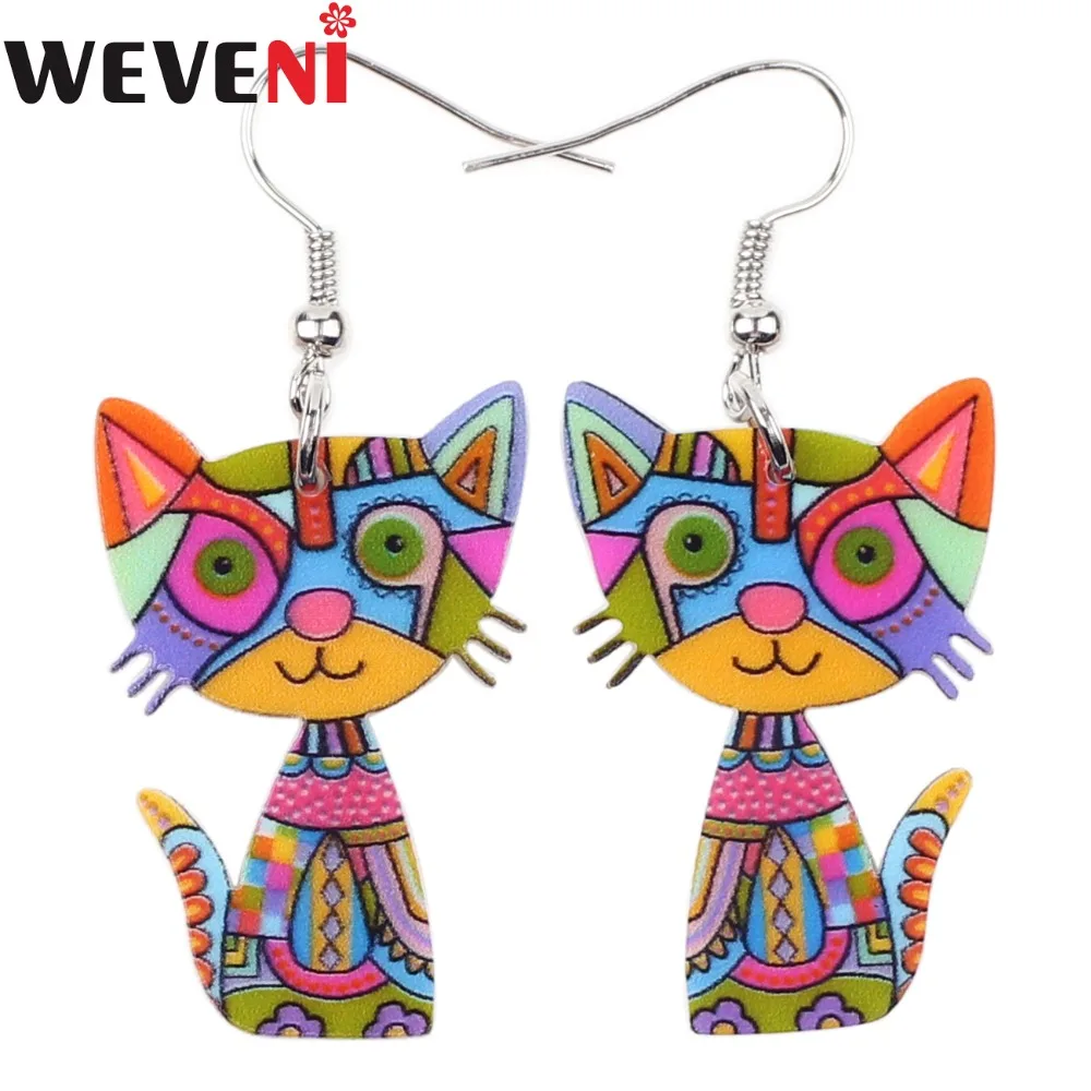 WEVENI Acrylic Floral Sweet Kitten Cat Earrings Fashion Big Drop Dangle Jewelry For Women Girls Teens Unique Party Charms Gifts
WEVENI Acrylic Floral Sweet Kitten Cat Earrings Fashion Big Drop Dangle Jewelry For Women Girls Teens Unique Party Charms Gifts