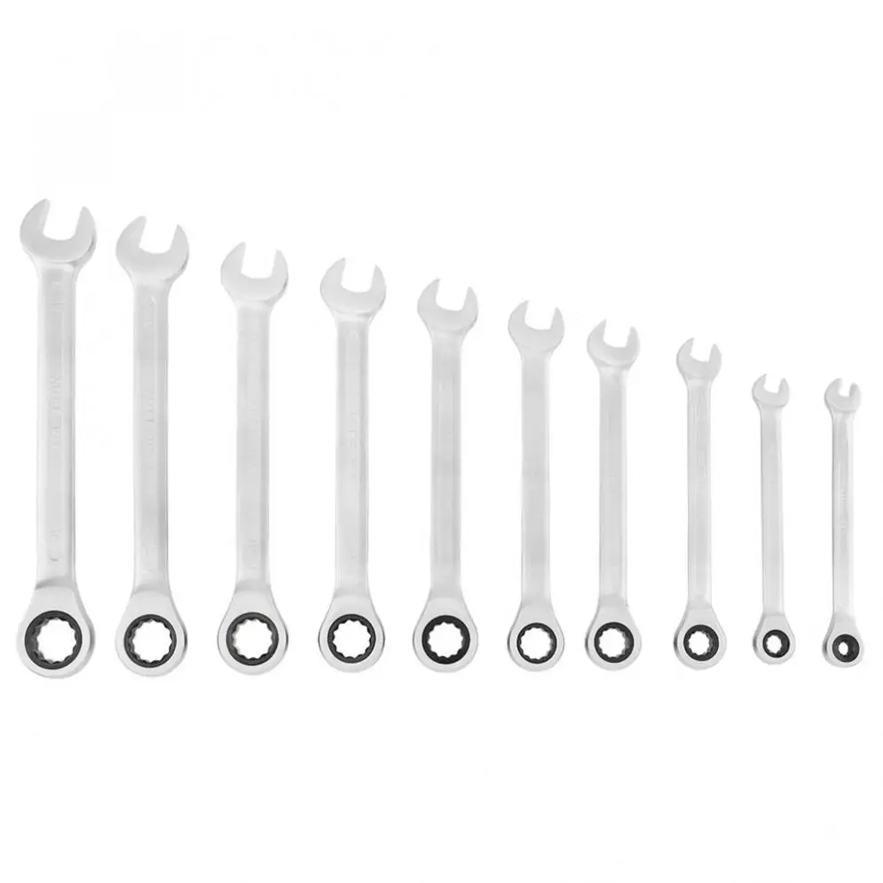 10pcs/lot Fixed Head Ratchet Wrench 8mm-19mm CRV Ratchet Wrench Hardware Tools with Cloth Bag for Home/Office/Construction Site
10pcs/lot Fixed Head Ratchet Wrench 8mm-19mm CRV Ratchet Wrench Hardware Tools with Cloth Bag for Home/Office/Construction Site