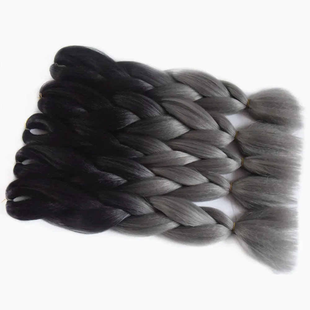 Feilimei 10 pieces Ombre Braiding Hair Extensions Synthetic Jumbo Braids 100g/pc 24inch Black Ombre Grey Crochet Hair Bundles
Feilimei 10 pieces Ombre Braiding Hair Extensions Synthetic Jumbo Braids 100g/pc 24inch Black Ombre Grey Crochet Hair Bundles