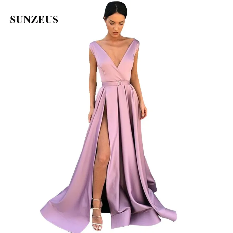 A-line Deep V-neck High Slit Sexy Evening Dresses 2022 Long Satin Women Formal Gowns robe soiree femme
A-line Deep V-neck High Slit Sexy Evening Dresses 2022 Long Satin Women Formal Gowns robe soiree femme