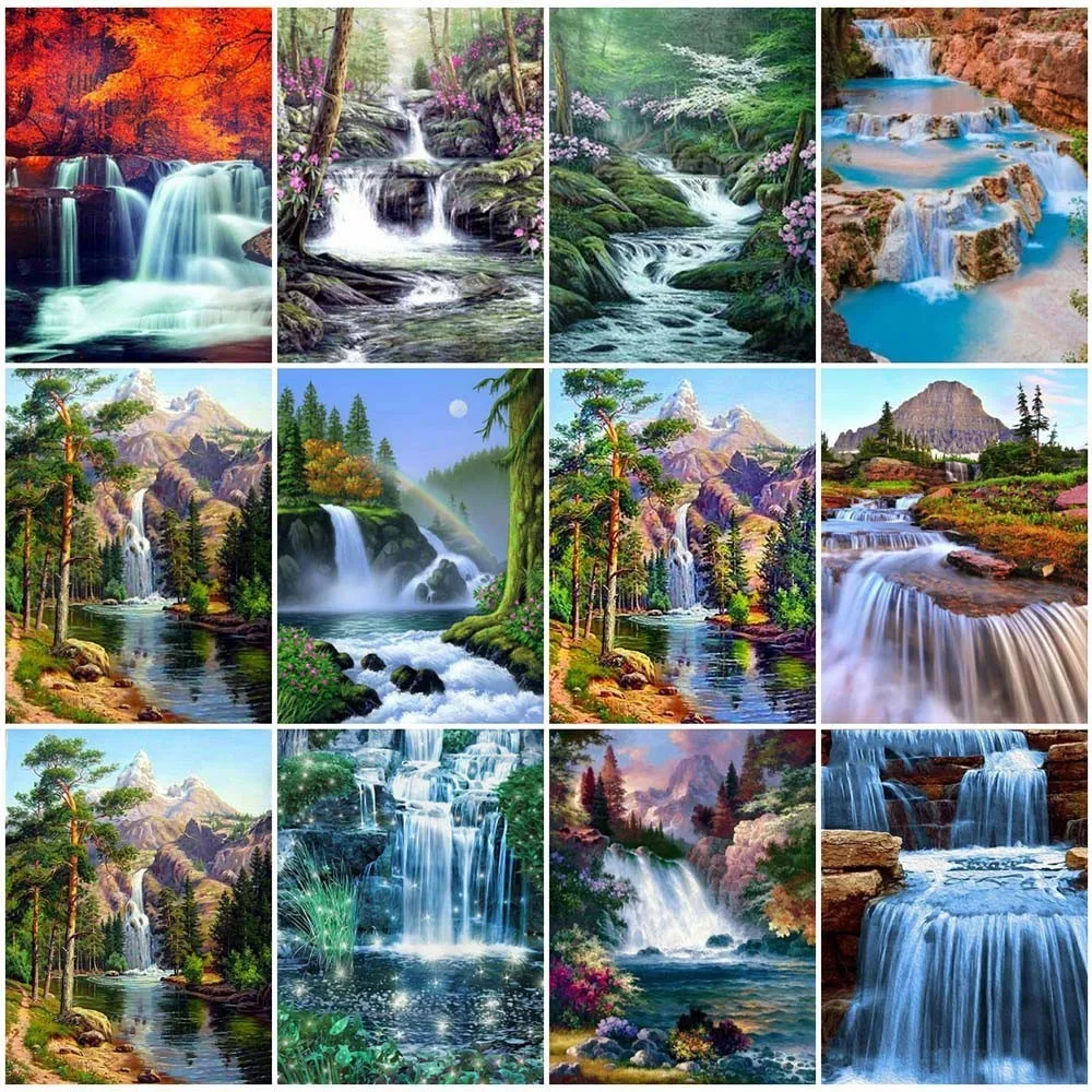 Алмазная живопись 5D "сделай сам" живописный водопад квадратные Стразы