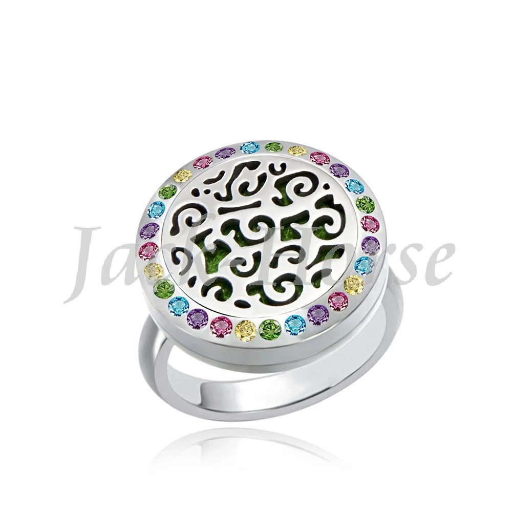 New Arrival Aromatherapy Essential Oil Diffuser Locket Jewelry Ring With Multi-Colored CrystalsIncludes three Pads
New Arrival Aromatherapy Essential Oil Diffuser Locket Jewelry Ring With Multi-Colored CrystalsIncludes three Pads