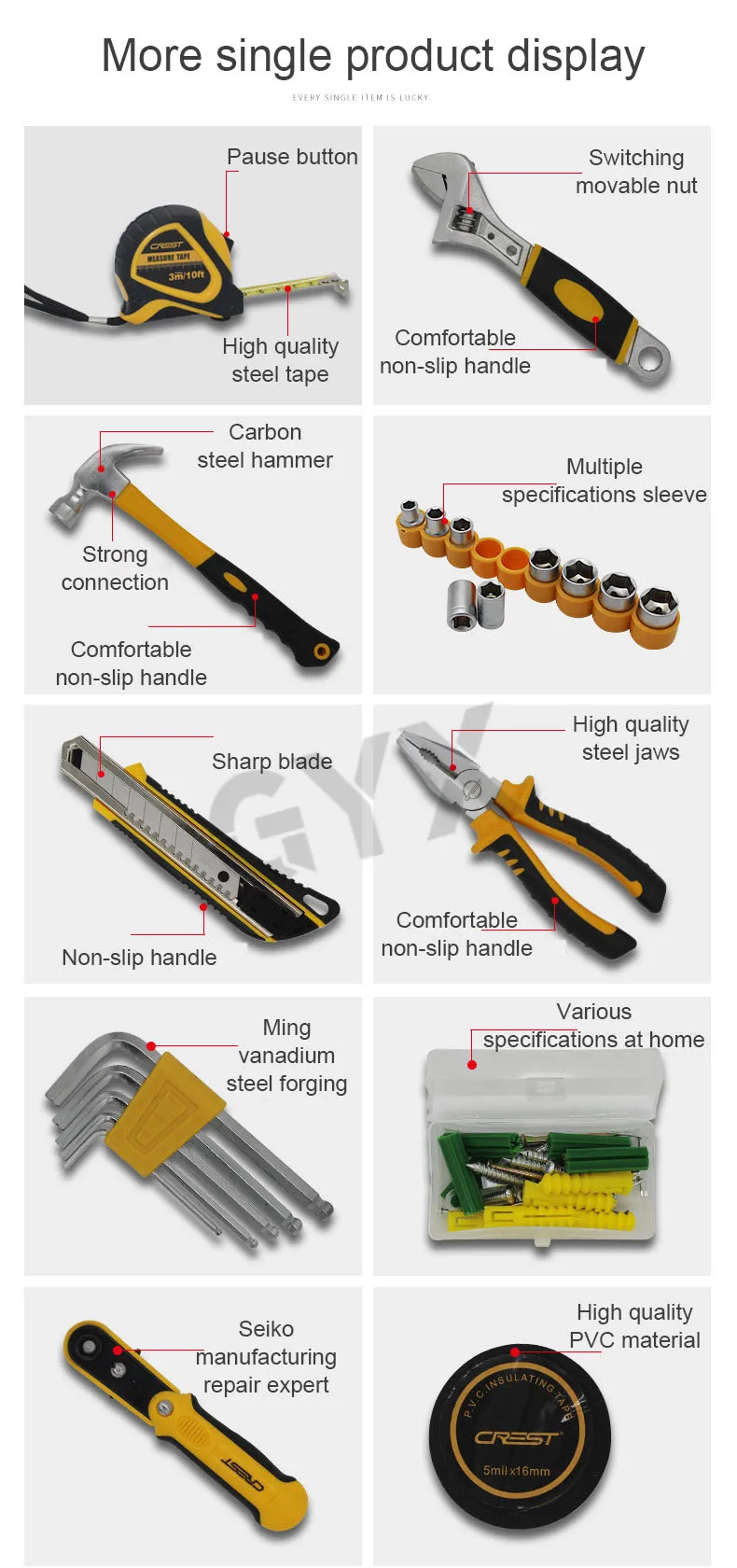 GUYX Household hardware kit hand operated tools Woodworking tools Electric drill wrench screwdriver
GUYX Household hardware kit hand operated tools Woodworking tools Electric drill wrench screwdriver