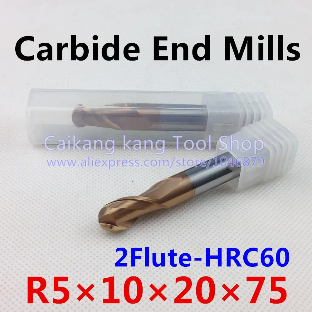 New 2 Flute Head: 10mm Tungsten steel cutter Carbide Ball End Mills CNC milling Highest cutting hardness: 60HRC R5*10*20*75mm
New 2 Flute Head: 10mm Tungsten steel cutter Carbide Ball End Mills CNC milling Highest cutting hardness: 60HRC R5*10*20*75mm