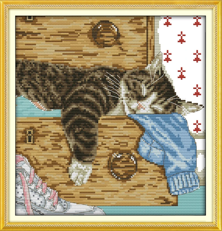 Lovely lazy cat cross stitch kit 14ct 11ct pre stamped canvas cross stitching animal lover embroidery DIY handmade needlework
Lovely lazy cat cross stitch kit 14ct 11ct pre stamped canvas cross stitching animal lover embroidery DIY handmade needlework