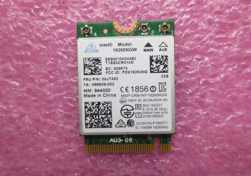 Lenovo Thinkpad T460 X1 CARBON(20FB 20FC) Intel Wireless-AC 18260NGW NGFF Bluetooth Wi-Fi-карта FRU 00JT492 SW10H24480
Lenovo Thinkpad T460 X1 CARBON(20FB 20FC) Intel Wireless-AC 18260NGW NGFF Bluetooth Wi-Fi-карта FRU 00JT492 SW10H24480