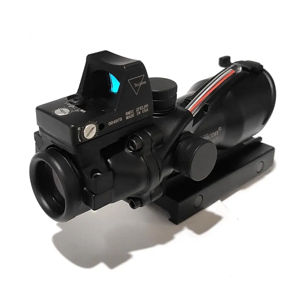 ACOG Тактический 4X32 прицел реальный зеленый/красный источник волокна для винтовки