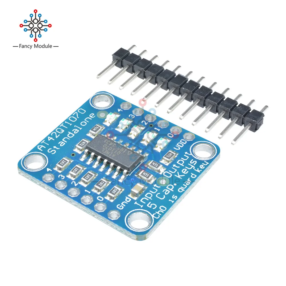 Емкостный сенсорный модуль AT42QT1070 5-Pad DC 1,8-5,5 В, коммутационная плата для автономного режима, обновления, позиция с обычной кнопкой
Емкостный сенсорный модуль AT42QT1070 5-Pad DC 1,8-5,5 В, коммутационная плата для автономного режима, обновления, позиция с обычной кнопкой