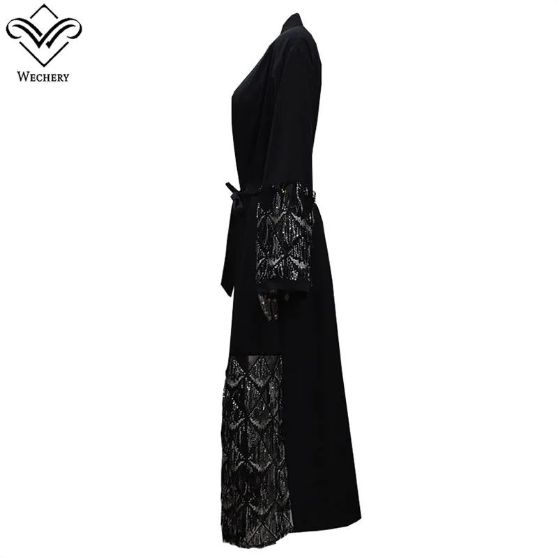 Wechery Luxury Lace Abaya Muslim Women Black Spliced Robes Maxi Long Length Plus Size Quality Abaya Kimono Open Kaftan
Wechery Luxury Lace Abaya Muslim Women Black Spliced Robes Maxi Long Length Plus Size Quality Abaya Kimono Open Kaftan