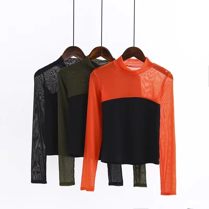 Korean Kpop Tumblr Spring Selling New Perspective Net Yarn Mixed Color Long-sleeved High Waist Lu Na T-shirt Female Slim Sexy
Korean Kpop Tumblr Spring Selling New Perspective Net Yarn Mixed Color Long-sleeved High Waist Lu Na T-shirt Female Slim Sexy