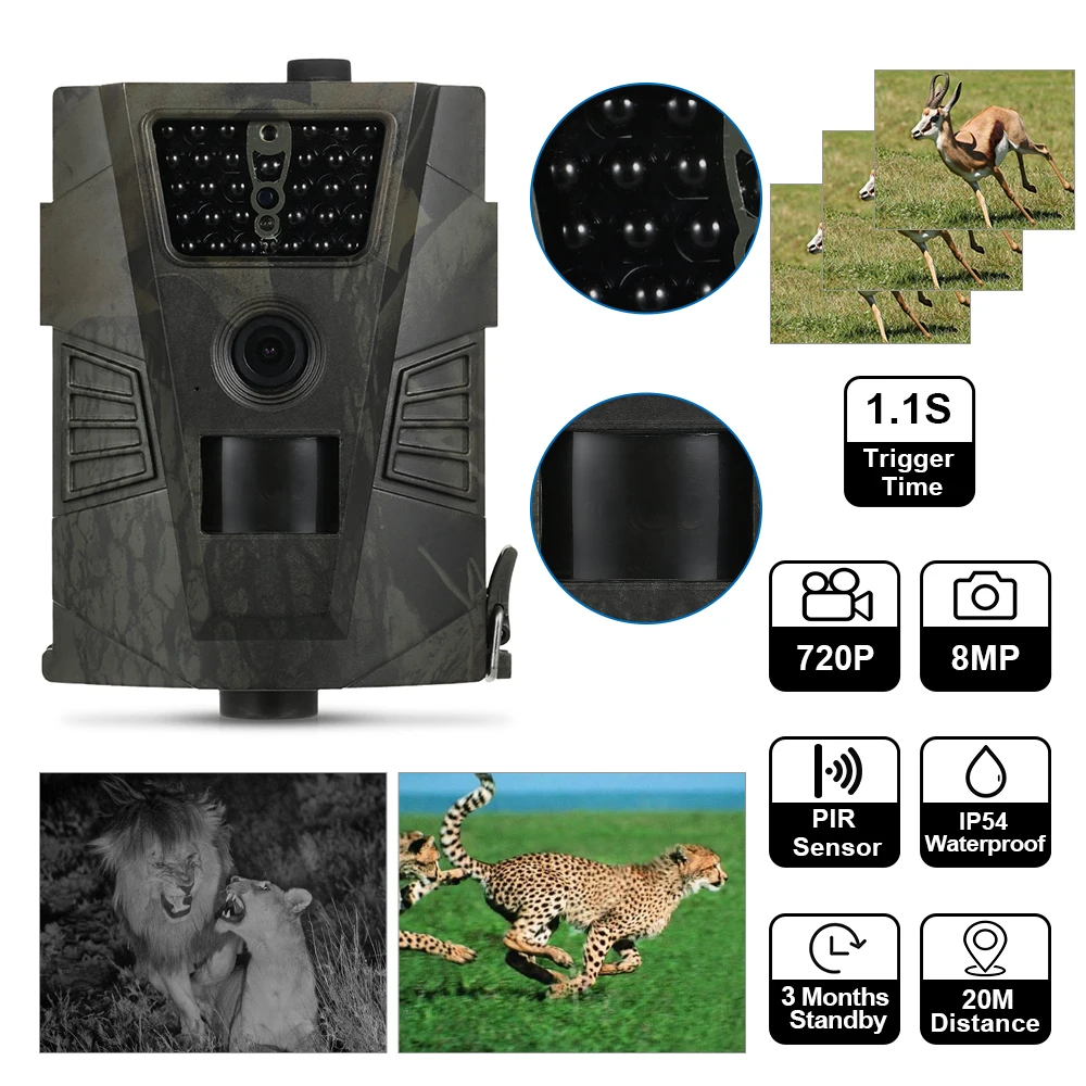 HT001B Trail Camera 30pcs IR Infrared Night Vision Hunting Camera Waterproof 120 Degree 12MP Photo Trap 1080P Wildlife Camera
HT001B Trail Camera 30pcs IR Infrared Night Vision Hunting Camera Waterproof 120 Degree 12MP Photo Trap 1080P Wildlife Camera