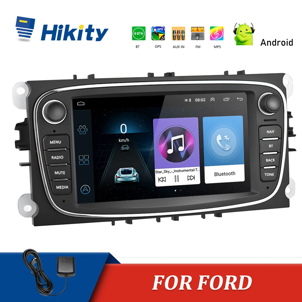 Автомагнитола Hikity 2 Din Android 8 1 GPS 7 дюймов Mp5 для Ford/Focus/S Max/Mondeo 9/GalaxyC Max|Автомобильные
