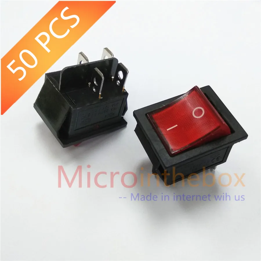 50PCS/LOT Rocker Switch with red light button KCD4 4Pin 2P2T 250V 16A RoHS ON OFF for Household appliances
50PCS/LOT Rocker Switch with red light button KCD4 4Pin 2P2T 250V 16A RoHS ON OFF for Household appliances