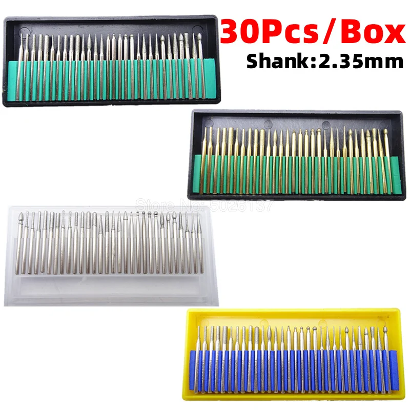 30PCS Diamond Drill Bits Set For Carving Engraving Card Grinding Tool Kit Burr Glass Tools Burs Wheel Abrasive Head With Box
30PCS Diamond Drill Bits Set For Carving Engraving Card Grinding Tool Kit Burr Glass Tools Burs Wheel Abrasive Head With Box