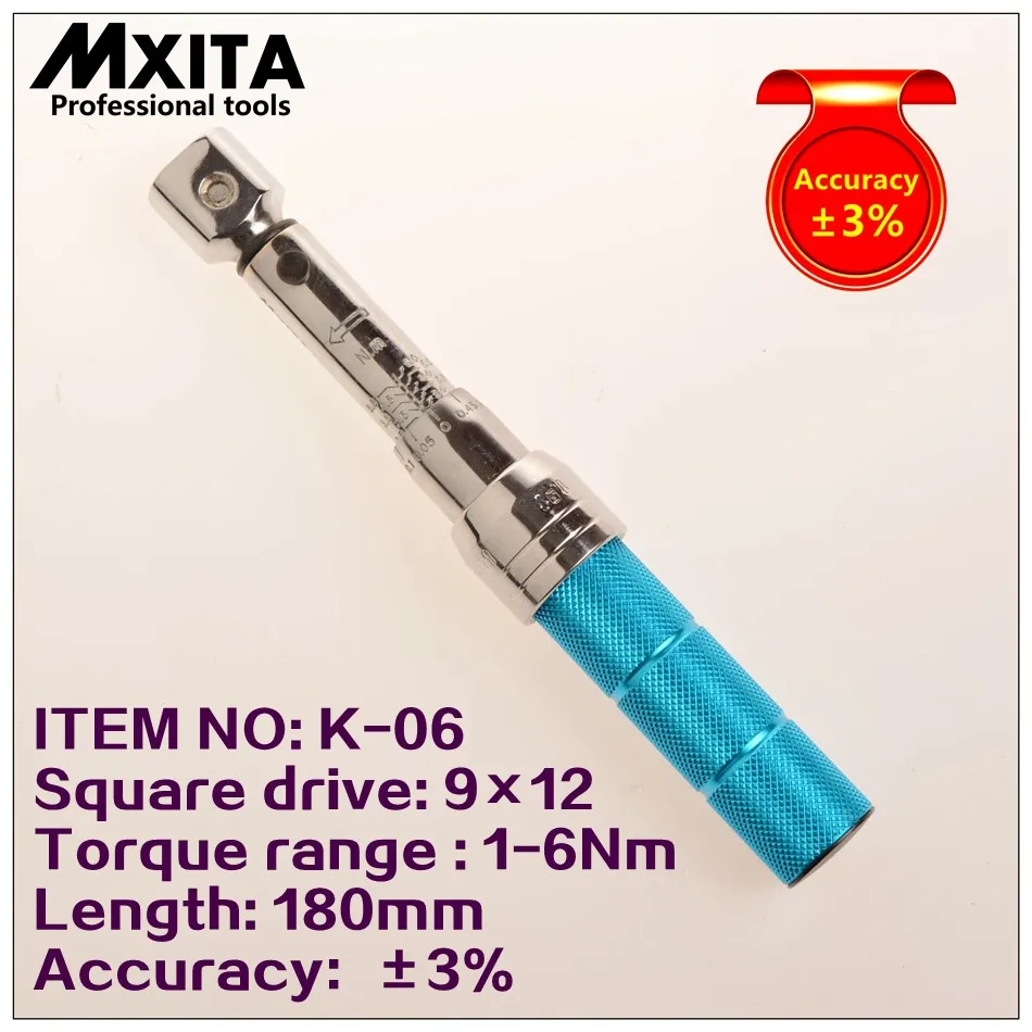 Профессиональный Регулируемый динамометрический ключ MXITA 9X12, точность 1-6 нм, набор ручных инструментов для ремонта автомобиля и велосипеда,...
Профессиональный Регулируемый динамометрический ключ MXITA 9X12, точность 1-6 нм, набор ручных инструментов для ремонта автомобиля и велосипеда,...