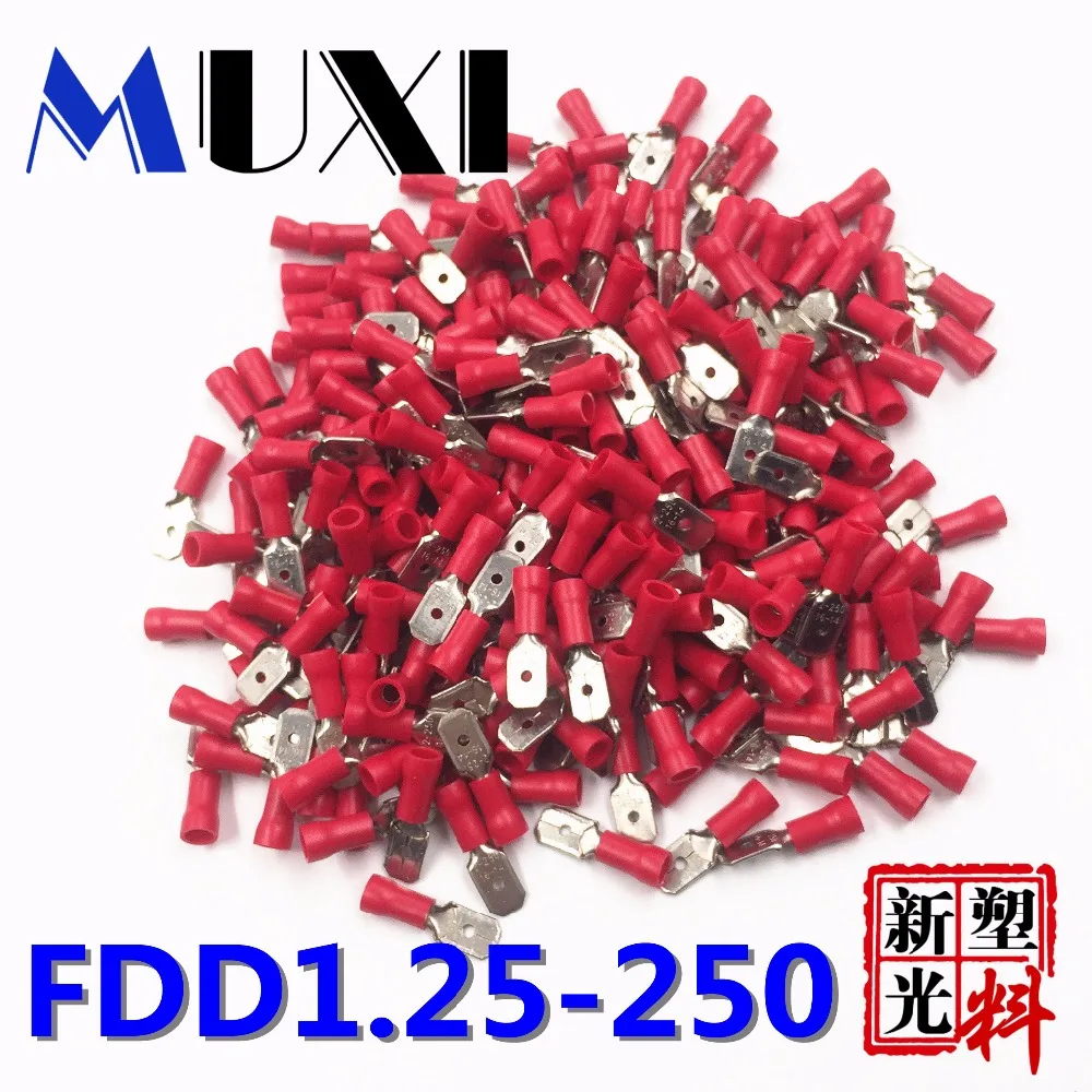 FDD1.25-250 Male Insulated Electrical Crimp Terminal for 0.5-1.5mm2 Connectors Cable Wire Connector 100PCS/Pack Red
FDD1.25-250 Male Insulated Electrical Crimp Terminal for 0.5-1.5mm2 Connectors Cable Wire Connector 100PCS/Pack Red