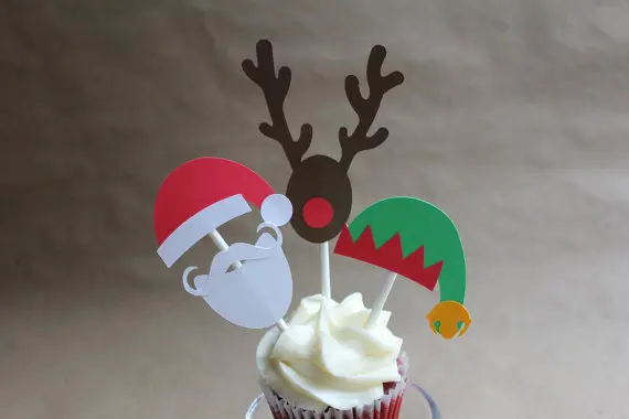Christmas Santa, Elf, and Rudolph Cupcake Toppers wedding birthday baby shower Party food picks free shipping photo booth props
Christmas Santa, Elf, and Rudolph Cupcake Toppers wedding birthday baby shower Party food picks free shipping photo booth props