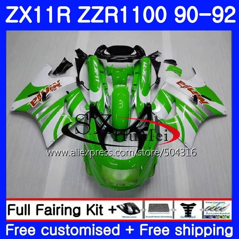 Body For KAWASAKI NINJA ZZR1100 ZX 11R ZX-11R ZZR 1100 5NO.1 ZX11 ZX11R 90 91 92 ZX 11R 1990 1991 1992 Fairings Kit Green white
Body For KAWASAKI NINJA ZZR1100 ZX 11R ZX-11R ZZR 1100 5NO.1 ZX11 ZX11R 90 91 92 ZX 11R 1990 1991 1992 Fairings Kit Green white