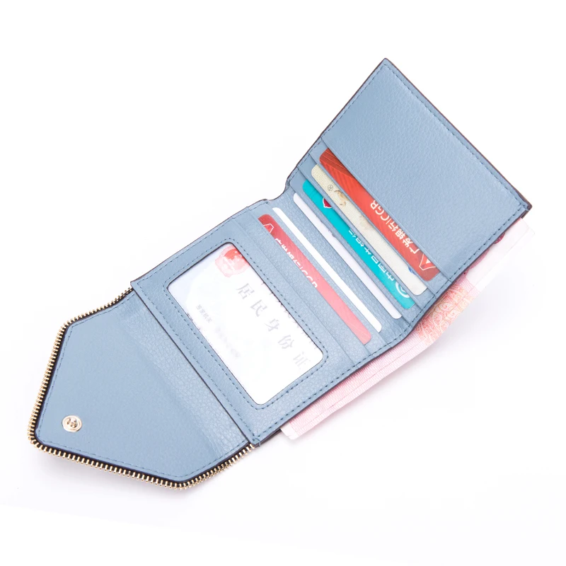 Cartera corta de cuero para mujer carteras diseminador металлические Mini Color caramelo cartera | Багаж и сумки