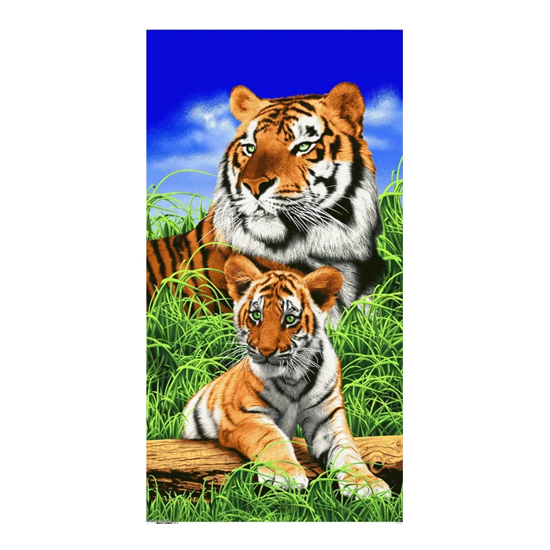 

Cool Tigers Beach Shower Towel Microfibre Bengal Tiger Cub Sports Gym Towels for Swimming Pool Modern Wild Life Animal Gift 140