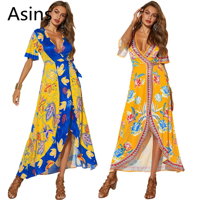 Asins dress women 2019 summer new hot fashion deep v neck high waist printing short sleeve sashes sexy irregular wild long dress
Asins dress women 2019 summer new hot fashion deep v neck high waist printing short sleeve sashes sexy irregular wild long dress