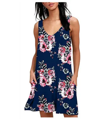 Women Dress 2019 New Arrival Rose Print Sleeveless Summer Dress V Neck Casual Loose Pocket Chiffon Dresses Vestidos
Women Dress 2019 New Arrival Rose Print Sleeveless Summer Dress V Neck Casual Loose Pocket Chiffon Dresses Vestidos