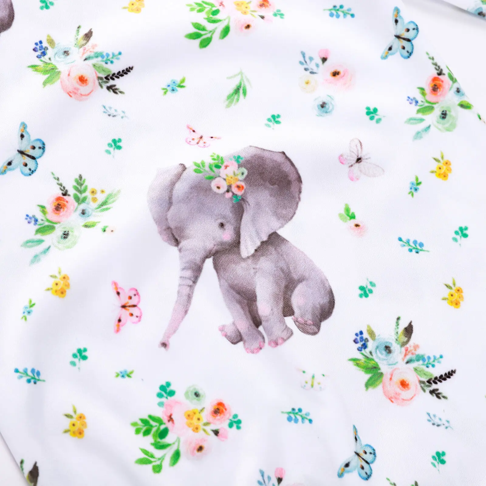 Infant Baby Girls Long Sleeve Elephant Print Floral Swaddle Wrap Blanket Outfits |