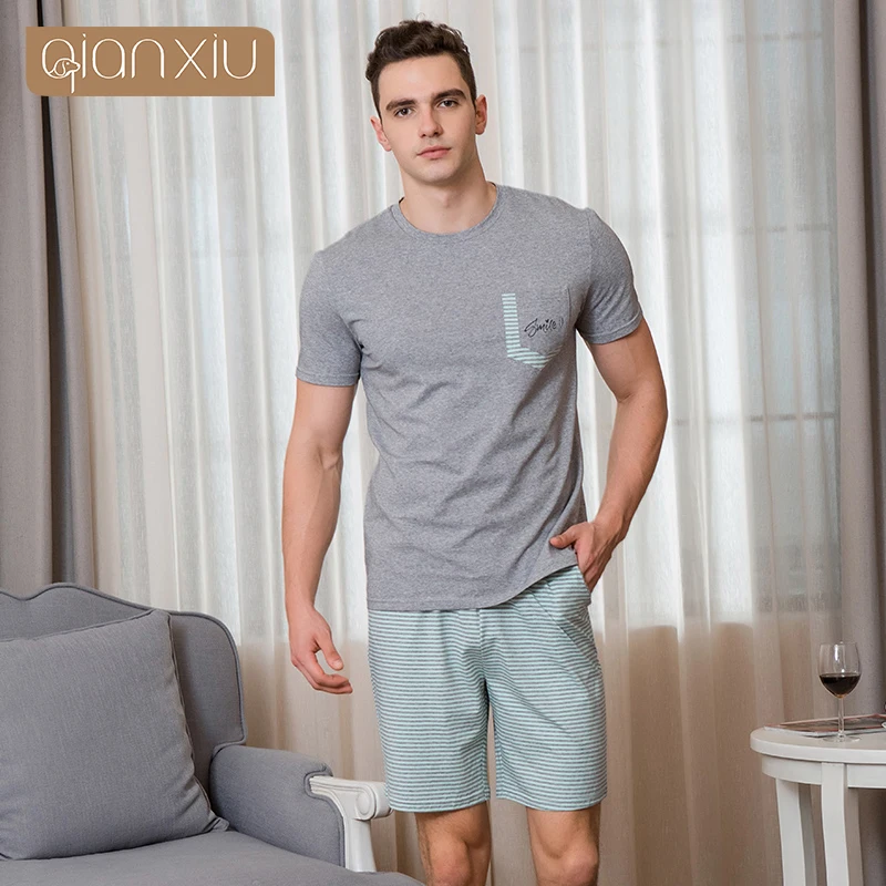Men's Solid Color Round Neck Short Sleeve Suit Cotton Home wear Men Pajama Sets Sleepwear Home Clothes Night Gown
Men's Solid Color Round Neck Short Sleeve Suit Cotton Home wear Men Pajama Sets Sleepwear Home Clothes Night Gown
