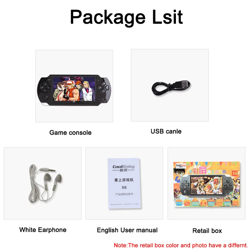 Handheld Video Game Console 32bit Classic Games Black Retro Portable 8GB Game Console Player 4.3 inch with Camera support MP3
Handheld Video Game Console 32bit Classic Games Black Retro Portable 8GB Game Console Player 4.3 inch with Camera support MP3