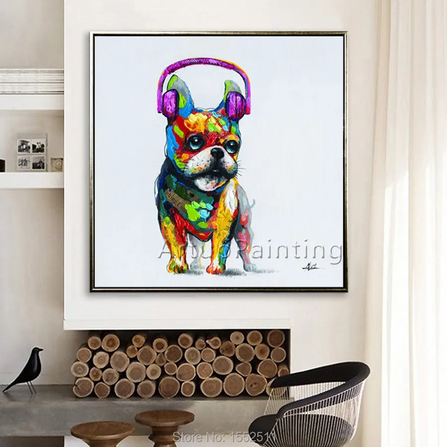 Wearing headphones cute dog pop art modern abstract canva Oil painting the living room decoration artworks3
Wearing headphones cute dog pop art modern abstract canva Oil painting the living room decoration artworks3