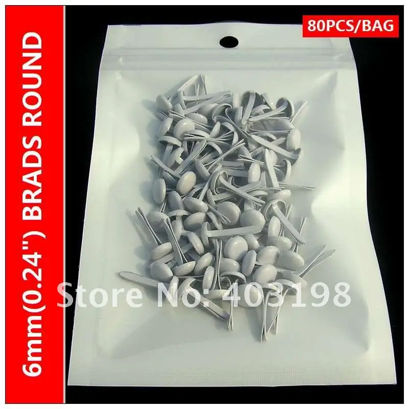 Wholesale White color Diy scrapbooking Brads, Small round nails metal brad, Free Shipping,6mm
Wholesale White color Diy scrapbooking Brads, Small round nails metal brad, Free Shipping,6mm