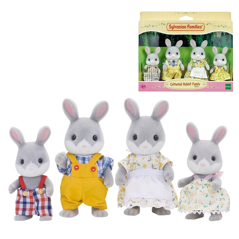 Sylvanian Families хлопковый хвост кролик семейный кукольный домик 4 шт. Набор фигурок
