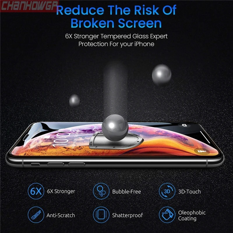 Закаленное стекло 9H для iPhone X XS Max XR 6 6S 7 8 Plus 10 защитный стеклянный чехол 5 5s 5C SE 4