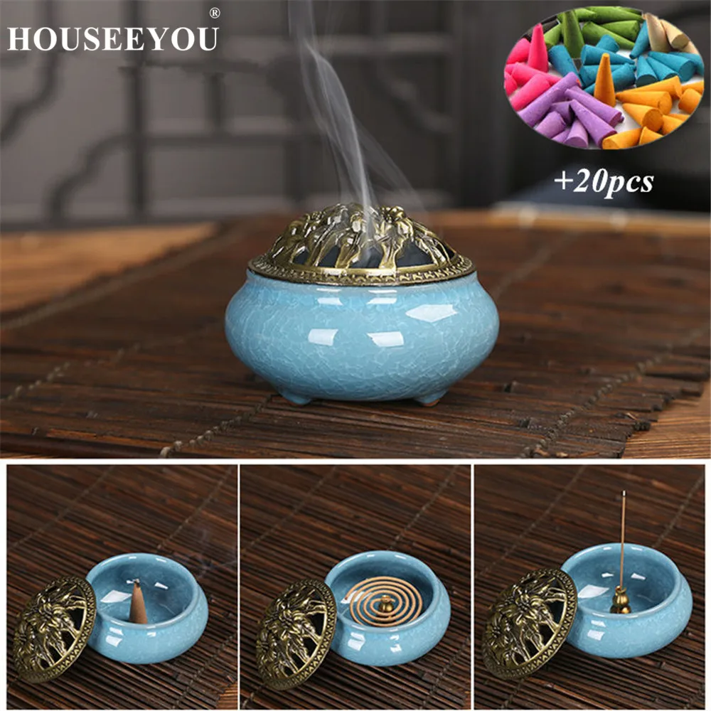Керамическая курильница HOUSEEYOU портативная керамическая для буддизма подставка