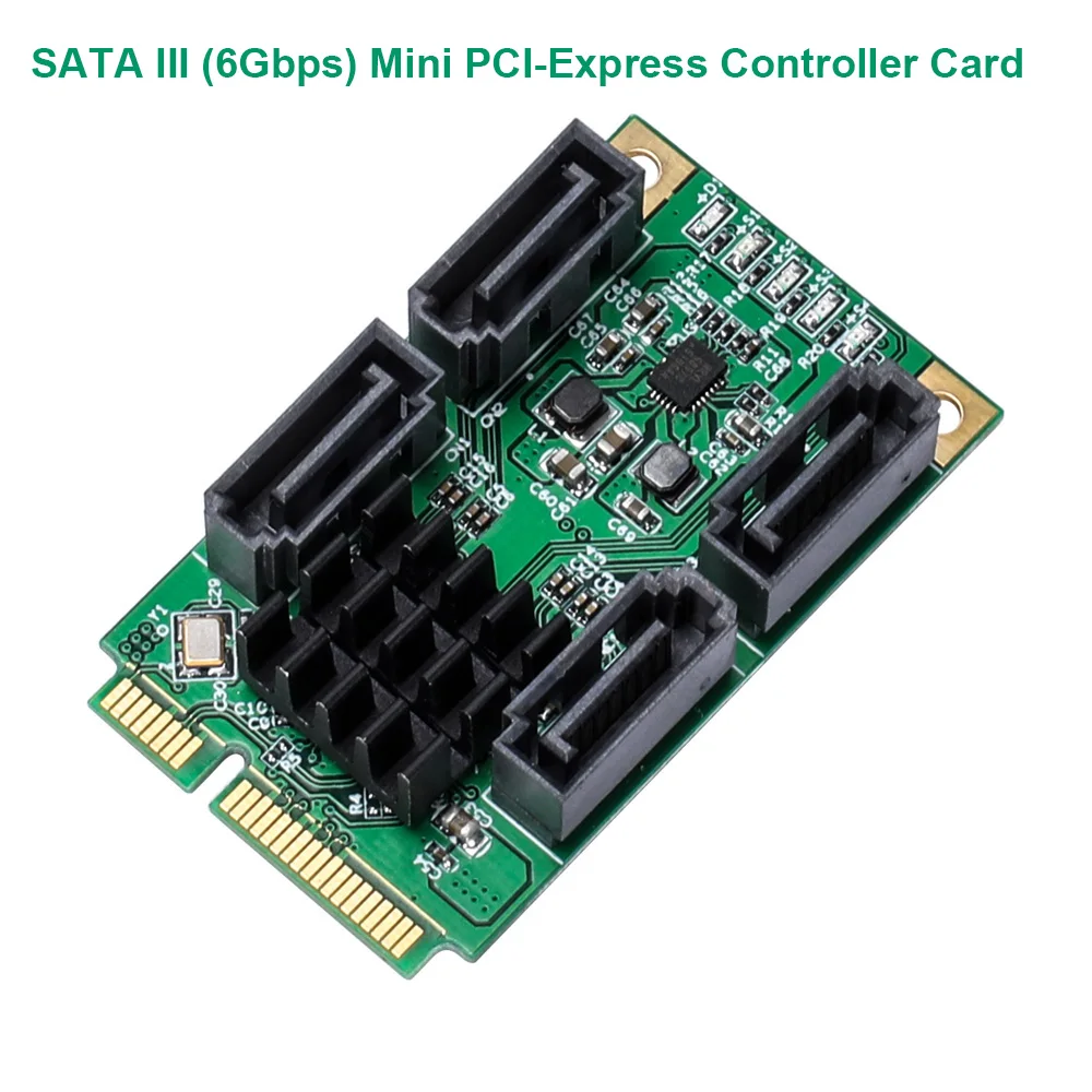 4 порта SATA III 6G Mini PCIE PCI e Marvel 88SE9215 Карта контроллера 3 0 mini Express карта адаптера
