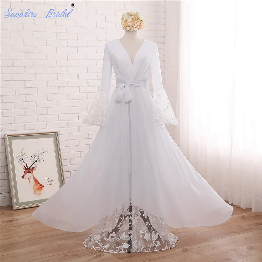 Sapphire Bridal Vestido De Noiva Simple Chiffon Beach Long Sleeve Deep V Neck Lace Wedding Dresses
Sapphire Bridal Vestido De Noiva Simple Chiffon Beach Long Sleeve Deep V Neck Lace Wedding Dresses