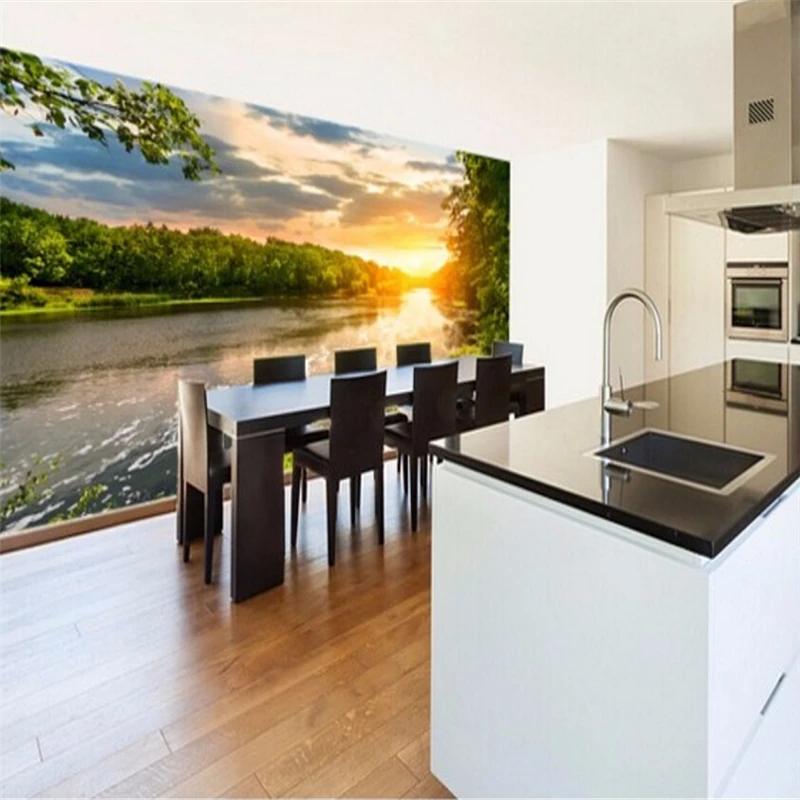 Beibehang пользовательские обои для стен пейзаж река закат papel de parede 3D Фото Фреска