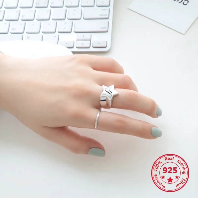 Pure 925 Silver European American New Design Creative Concise Geometric Star Rings Fine Jewelry
Pure 925 Silver European American New Design Creative Concise Geometric Star Rings Fine Jewelry