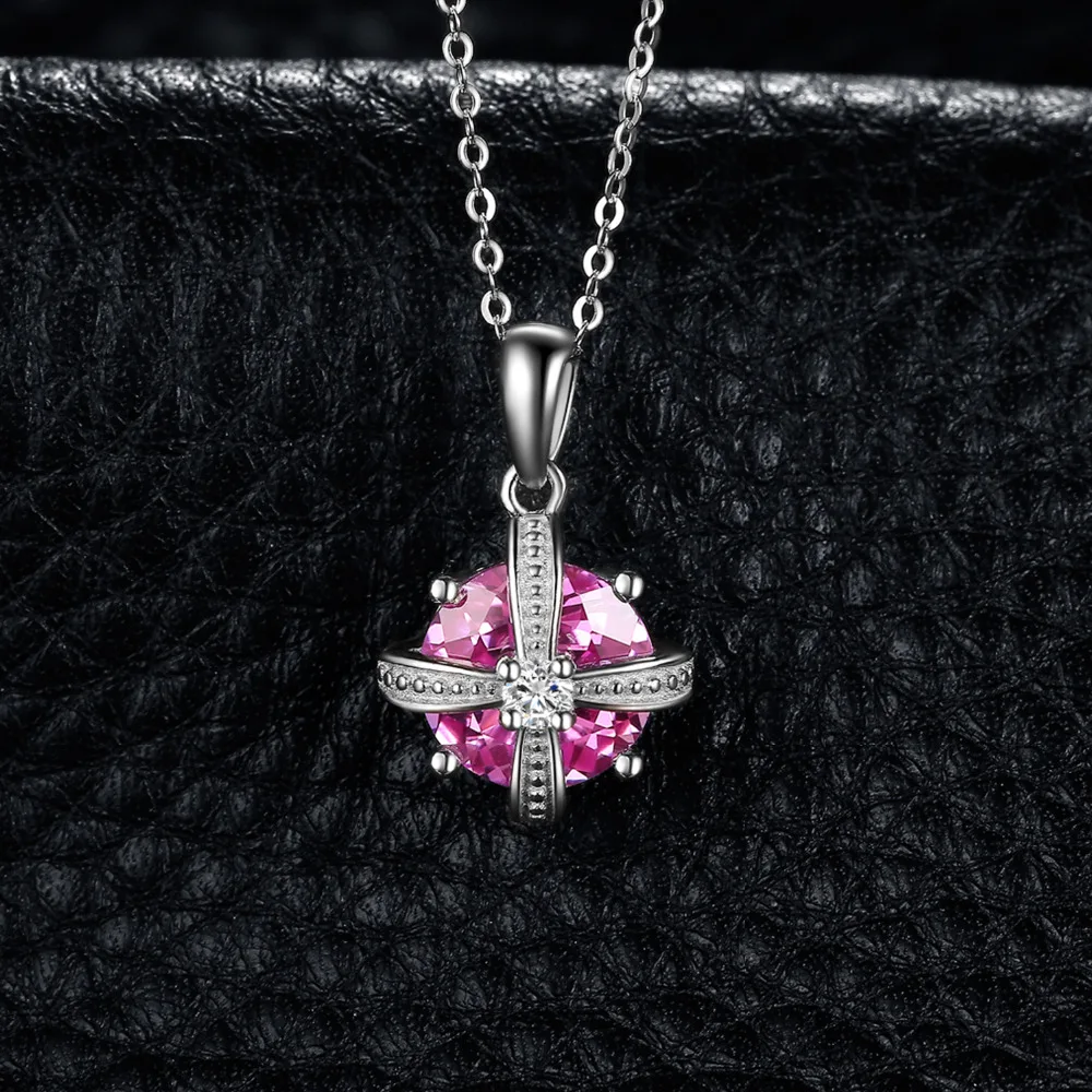 JewelryPalace Аутентичные 925 Серебряный 4ct создано розовый сапфир Мода Корона Подвески