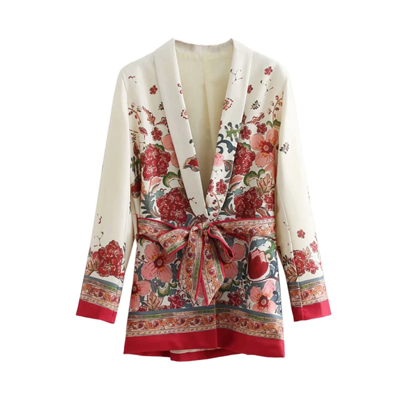 2 Piece Set Women Suit Female Retro Style Flower Pattern European-style Casual Holiday Sandy Beach Jacket + Pants Pajamas | Женская