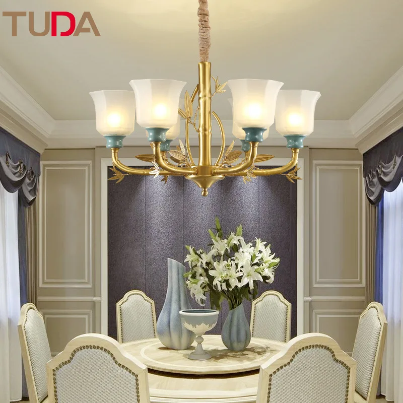 TUDA LED Chandelier Living Room Study Frosted Glass American Bamboo Leaves Copper Chandelier Ceramic Chandelier E27 110V 220V
TUDA LED Chandelier Living Room Study Frosted Glass American Bamboo Leaves Copper Chandelier Ceramic Chandelier E27 110V 220V