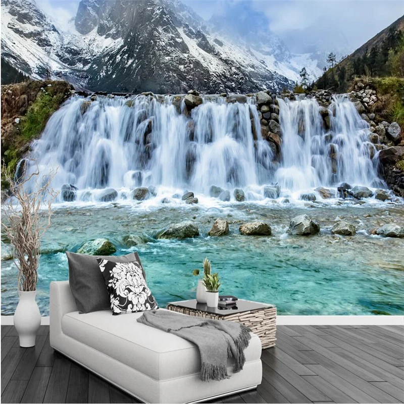 

beibehang Large Custom Wallpapers Waterfall Natural Scenery TV Modern Simple Backdrop Wall papel de parede para quarto