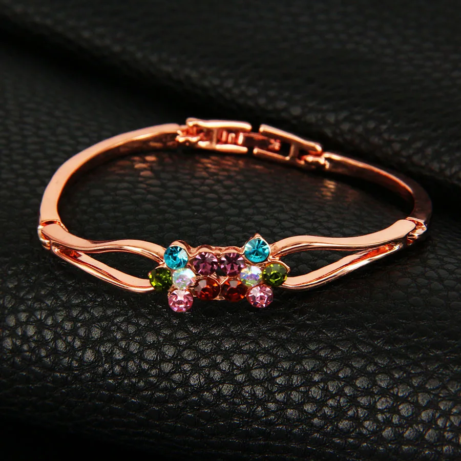 Женский многослойный браслет с австрийскими кристаллами браслет-цепочка цвета