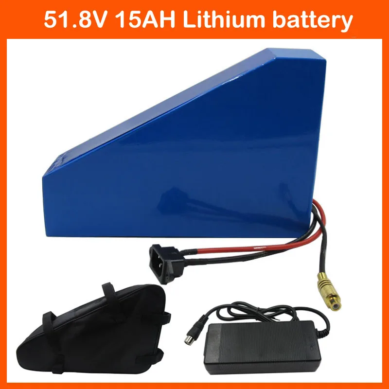 1000W 52V Triangle battery 51.8V 15AH 14S Electric Bike Bateria 52V Lithium ion batteries With 30A BMS 58.8V 2A charger
1000W 52V Triangle battery 51.8V 15AH 14S Electric Bike Bateria 52V Lithium ion batteries With 30A BMS 58.8V 2A charger
