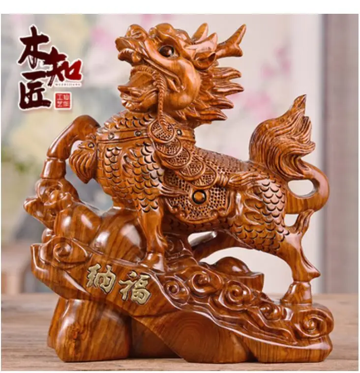Chrysanthemum pear Carved wooden kirin placed pieces large kirin lucky home kirin office living room home
Chrysanthemum pear Carved wooden kirin placed pieces large kirin lucky home kirin office living room home